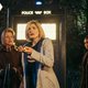 The Doctor, Yaz, and Graham meet some new locals outside the TARDIS.